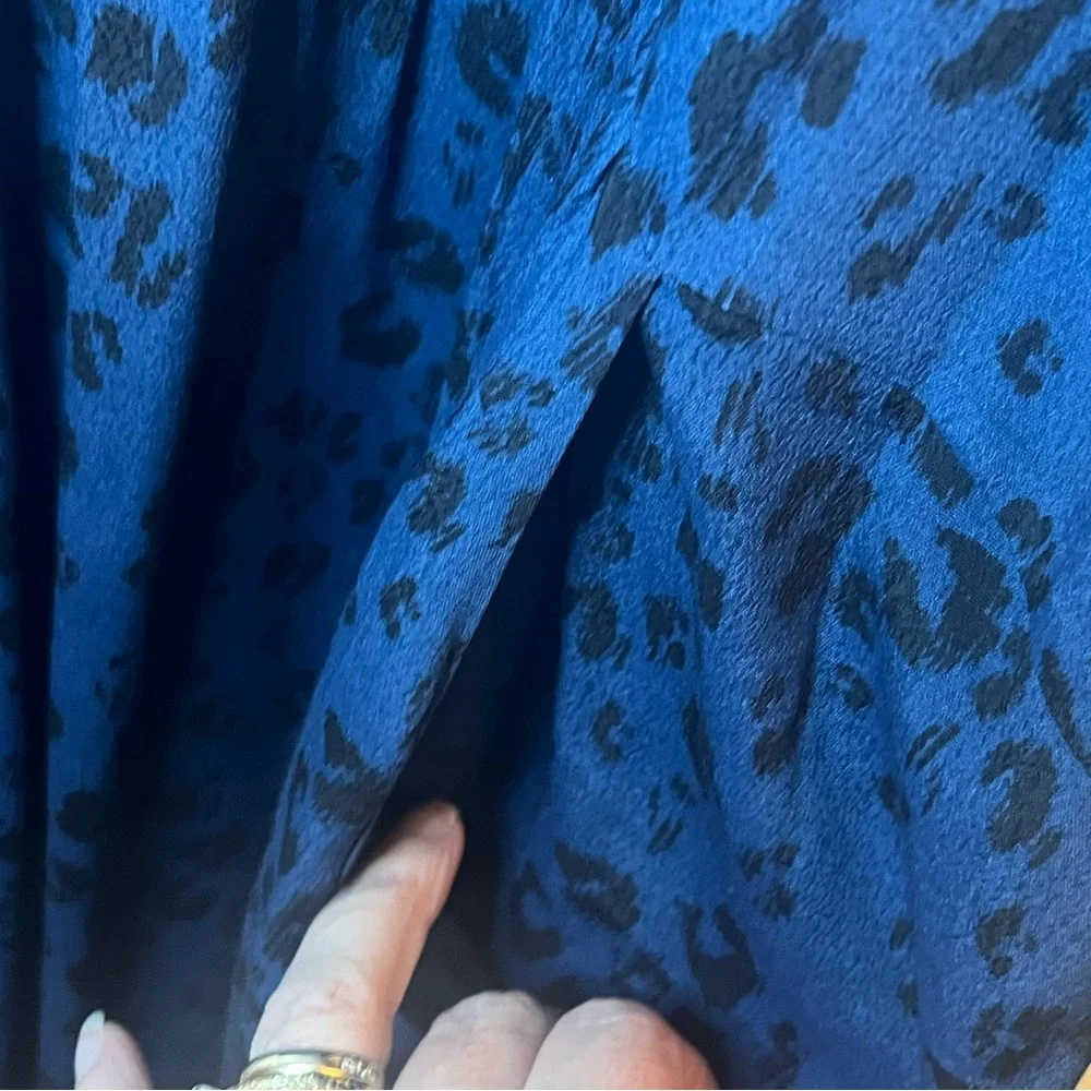 Garnet Hill Women’s Blue Cheetah Animal Print Boho babydoll Dress size 14 - Picture 6 of 8